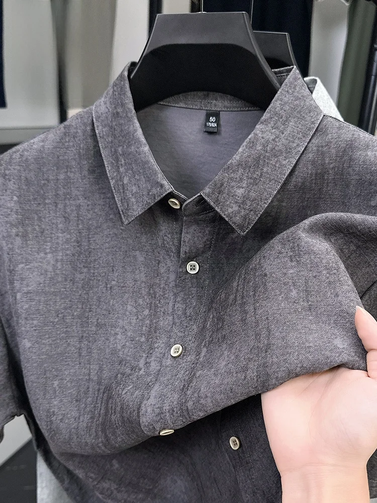 

Lormen Men's Faion ort Sve irt Linen Blend Loose Fit Breathable Summer New Arrival Casual Sle Chinese Brand