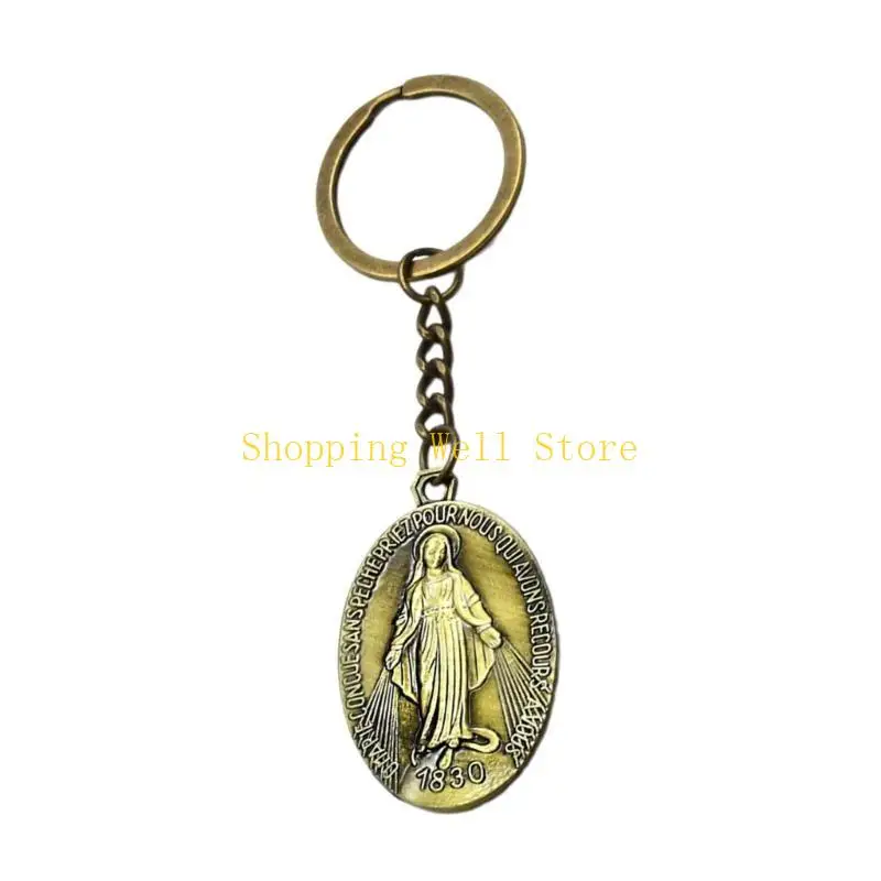 KX4B Virginmary Keychains rings for access bag 펜던트 키 체인 보석 팬 선물