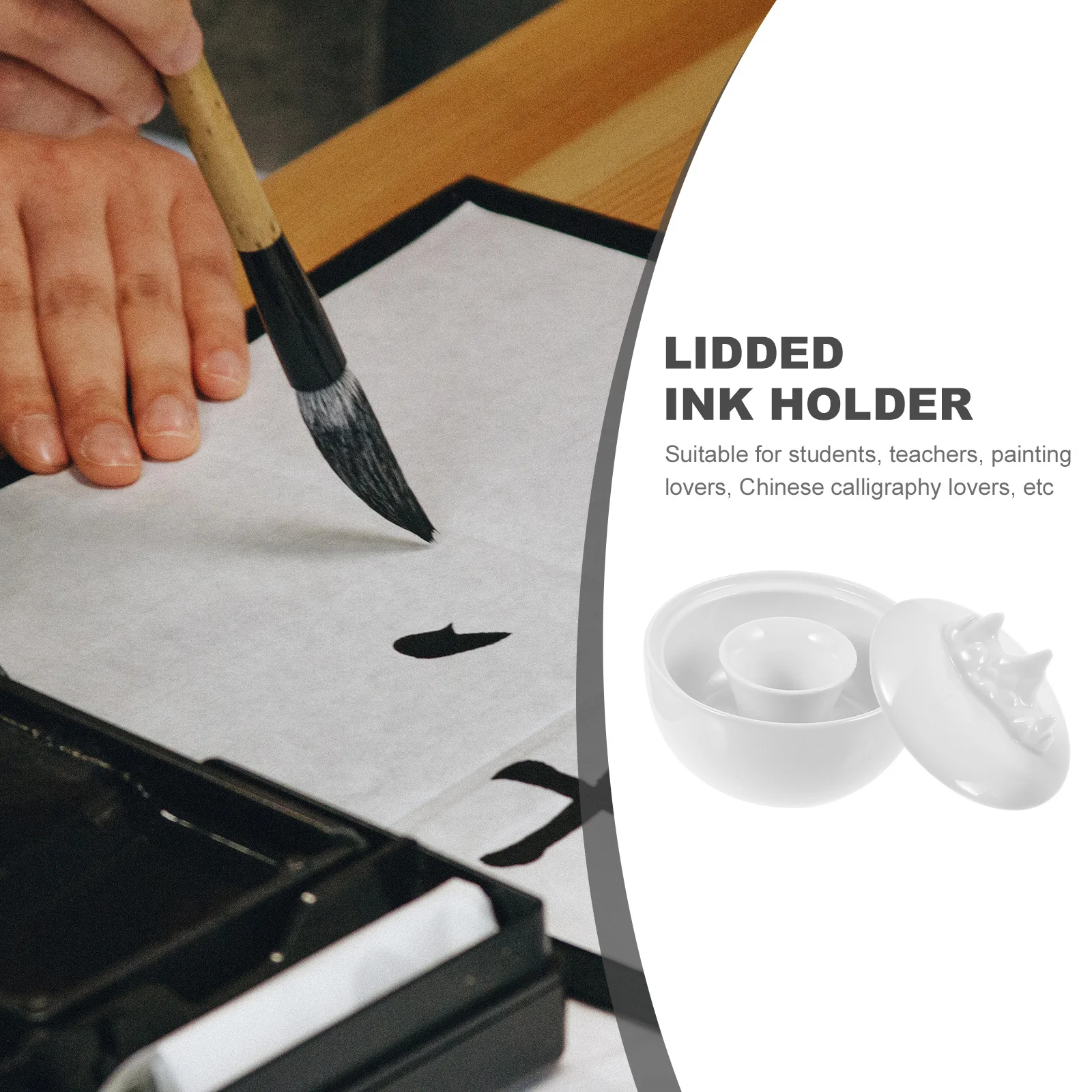 

Preserve Inkslab Covered Ink Holder Ceramic Chinese Inkslab for Drawing Calligraphy Painting Grinding Ink Saucer