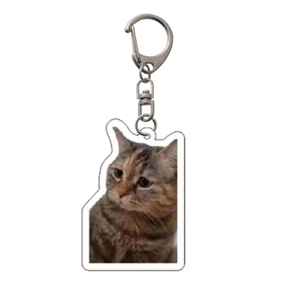 Funny Cat Expression Keychain Cute Acrylic Meme Bag Pendant Clear Keychain for Backpack Key Charm Accessories Wholesale
