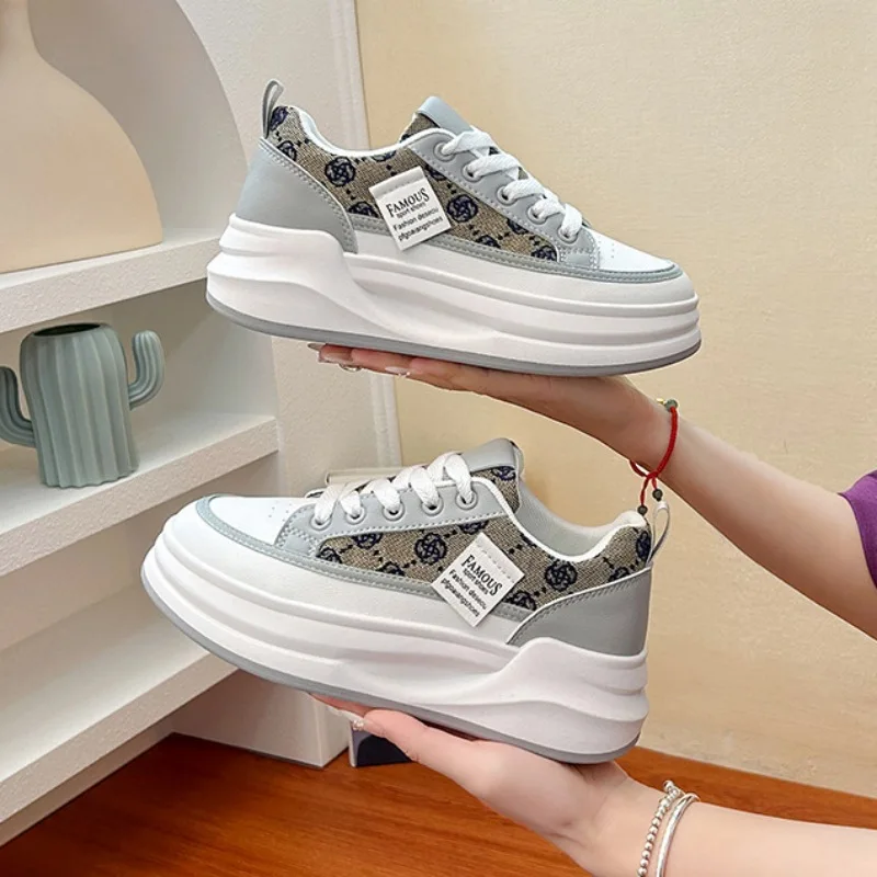 Women's Fashionable Thick-Soled Board Shoes Breathable Versatile Casual Spring Autumn Simple Trendy Teenager Footwear
