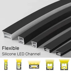 Tubo de silicone preto recessed led neon luz flexível corda canal difusor ws2811 ws2812b impermeável ao ar livre luzes tira fita