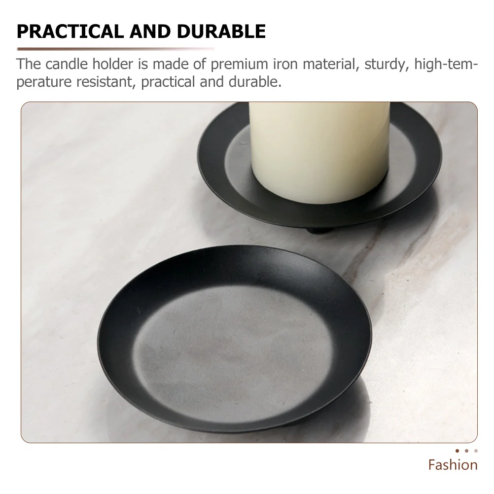 

3Pcs Retro Iron Holders Simple Design Metal Plates Decorative Home Dining Room Party Candlestick