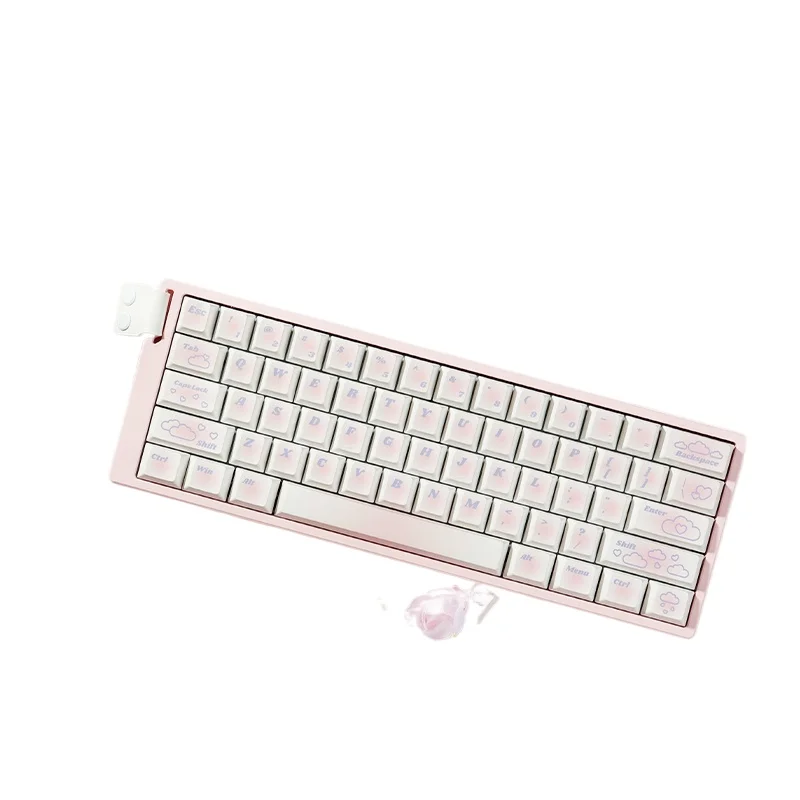 

Suitable for WOOTING60he/he + anti-color transparent purple transparent snow woman comic pbt60 with column keycaps collection