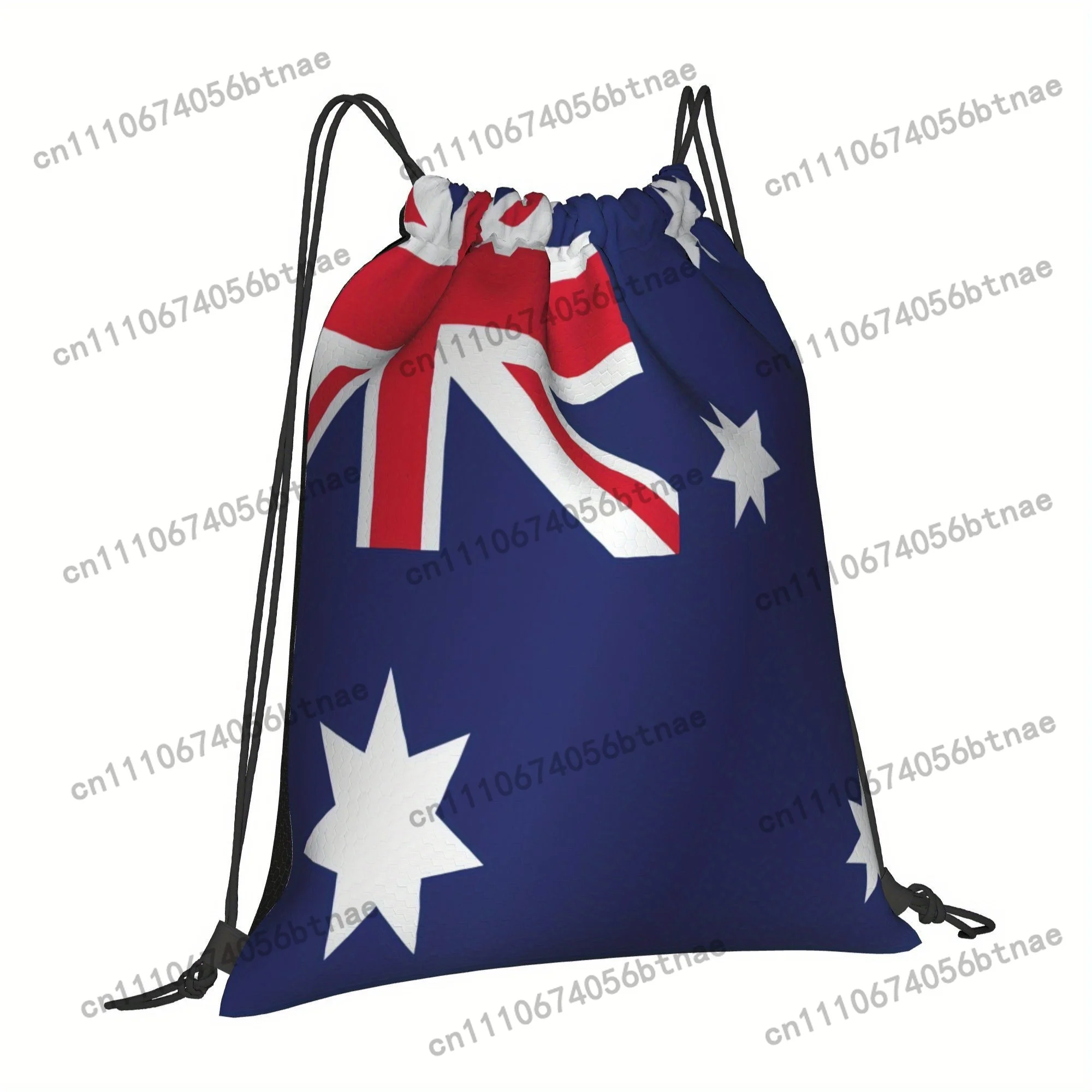 A Straightforward Drawstring Bag Featuring The Australian Flag, Perfect for Gym Footwear, Snacks, Or Quick Organization, Offerin