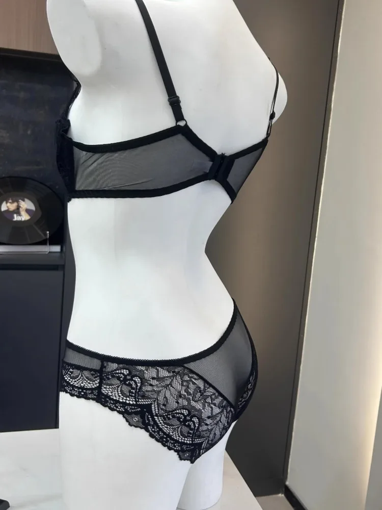 MOYISU Minimizer-BH, französische Spitze für große Brüste, Anti-Durchhängen, vollständige Abdeckung, Push-Up-Bügel-Set, sinnloses sexy BH-Set für Frauen