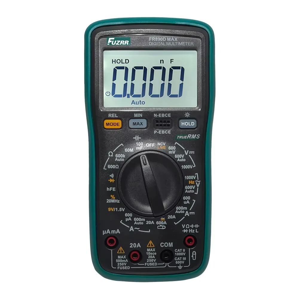 FUZRR FR890C/D MAX Digital Multimeter 6000 Counts True RMS Auto Range 1000V 20A NCV Temperature Capacitance Frequency Diode