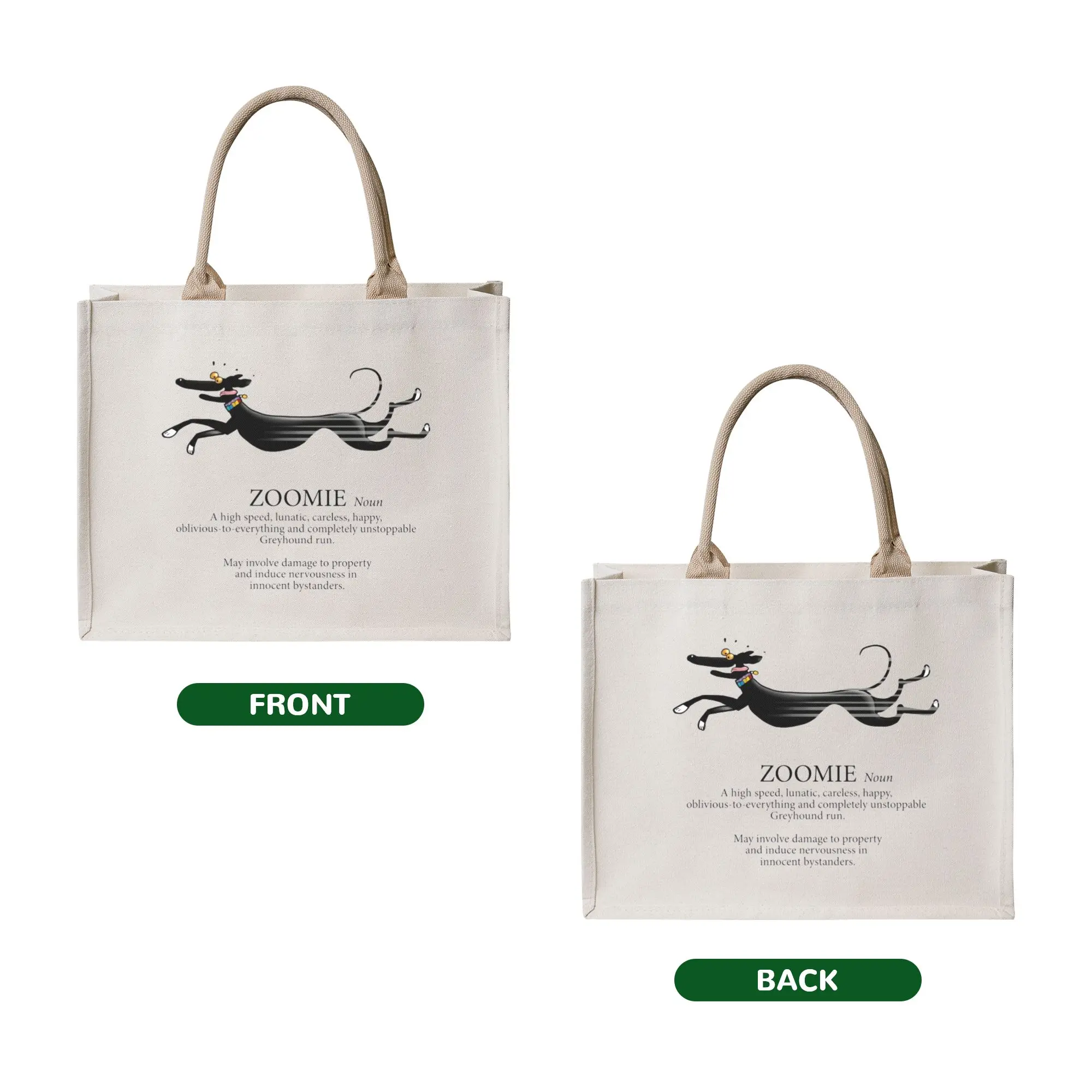 Cute Greyhound Zoomie  Shopping Tote Bags Portable Whippet Sighthound Dog  Groceries Shopper Shoulder Bag