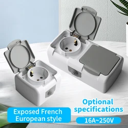 2P+E IP54 Surface Type 1 Gang Schuko Socket European Electrical Waterproof China Sockets And Switches