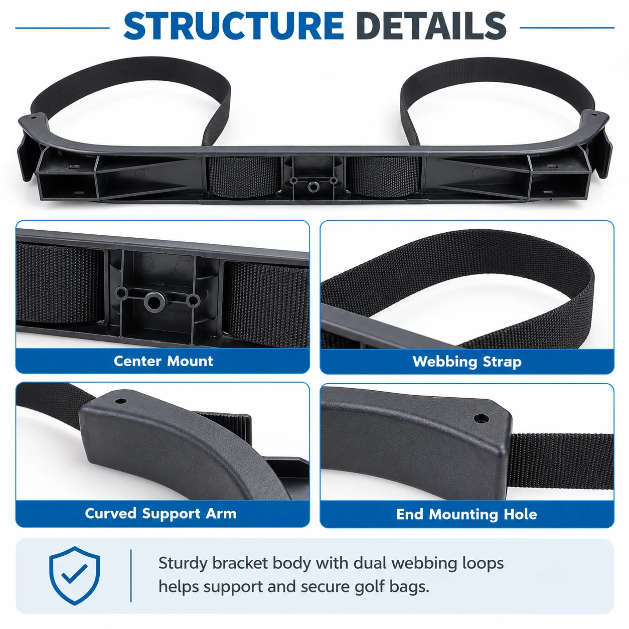 Strap Style Golf Bag Bracket, Replacement OEM#1013935 Fit for Club Car DS Golf Cart & Electric Bus