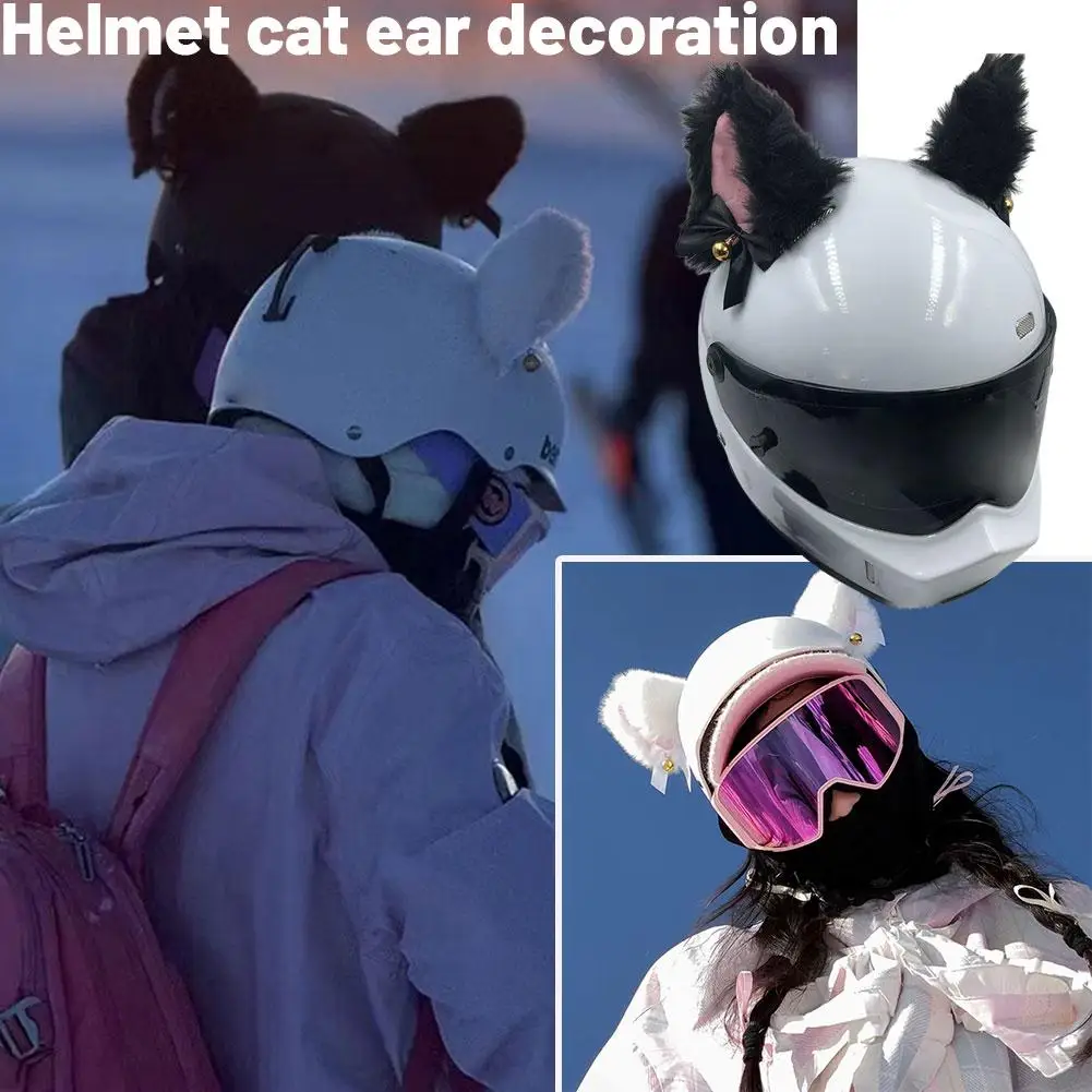 Bell Cat Ear Helmet Ornament Cat Ear Motorcycle Electric Winter Plush Detachable New 2026 Scooter Accessory Ski Ear Helmet N3S0