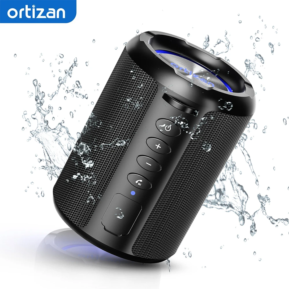 

Портативный Bluetooth-динамик Ortizan X9S, беспроводной динамик Bass Boost HD с громким звуком и светодиодной подсветкой, водонепроницаемость IPX7, громкоговоритель 15 Вт