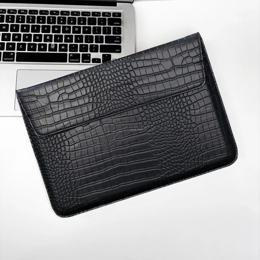 Op maat gemaakte krokodillenprint PU lederen laptoptas voor heren, 13.3/15.4 Pro laptopstandaard hoes, unisex