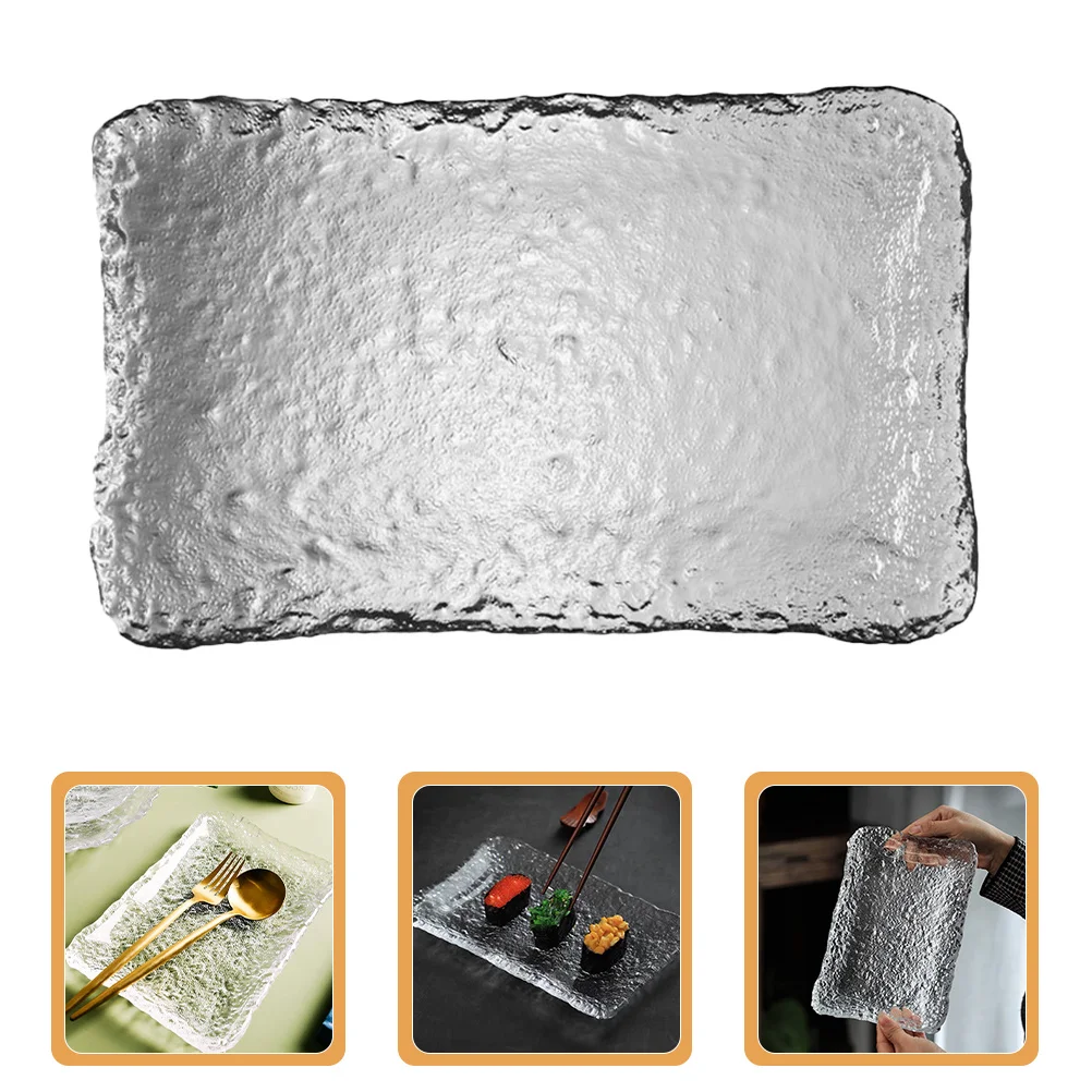 

Multi-Function Glass Food Plate Simple Style Tray Creative Sushi Display Plate French Fry Holder Kitchen Tableware