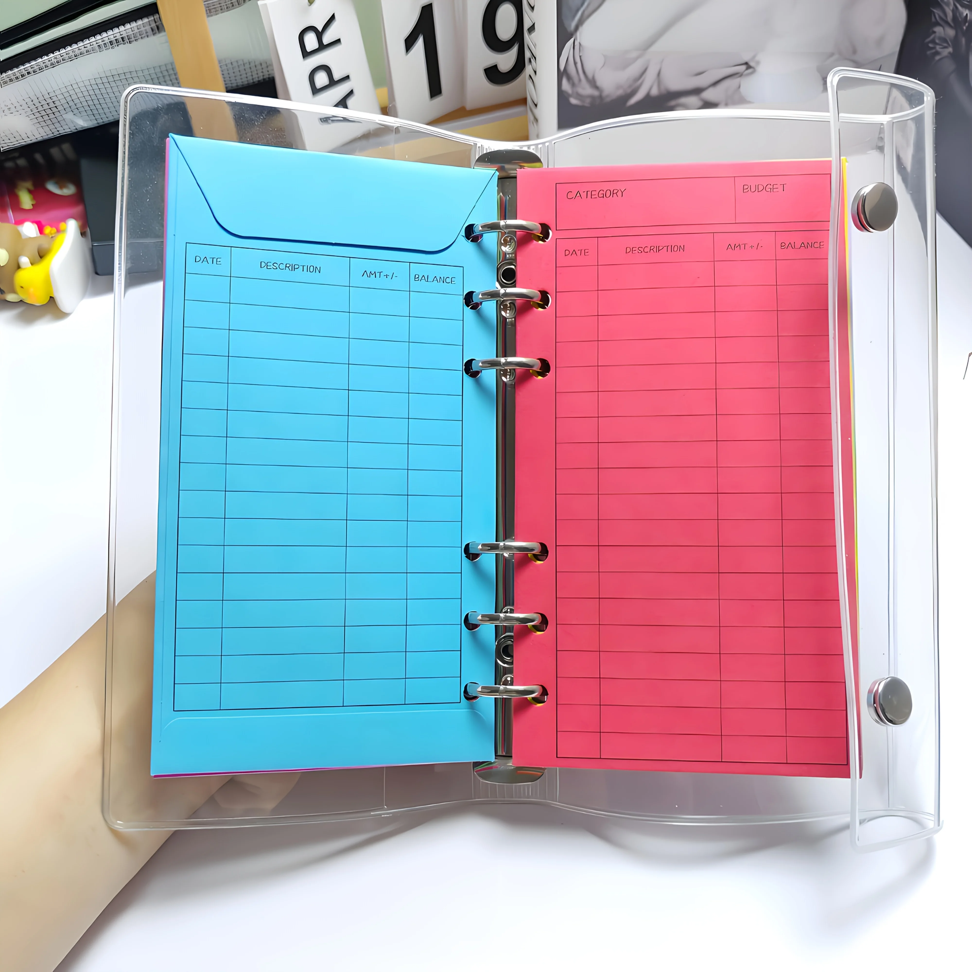 12pcs color envelope budget, 6 hole thickened brown paper envelope documents, inside pages of loose leaf folder