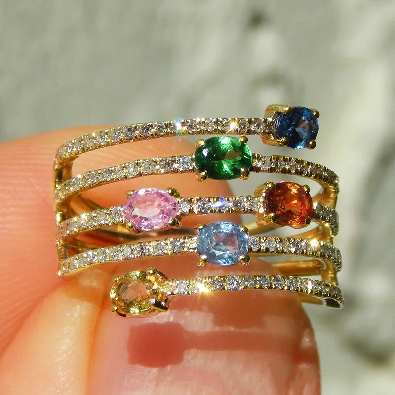 European and American New Color Exquisite Multi-layer Design Accessories, Light Luxury Matching, Attending Banquet Rings