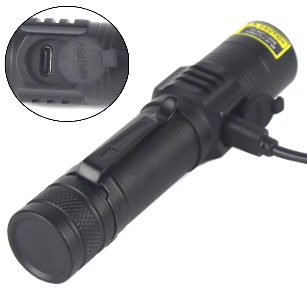 5W 365nm UV Flashlight Type-C Usb Rechargeable pets urine Cat tinea Money Ore Scorpion Detection Ultraviolet Black light