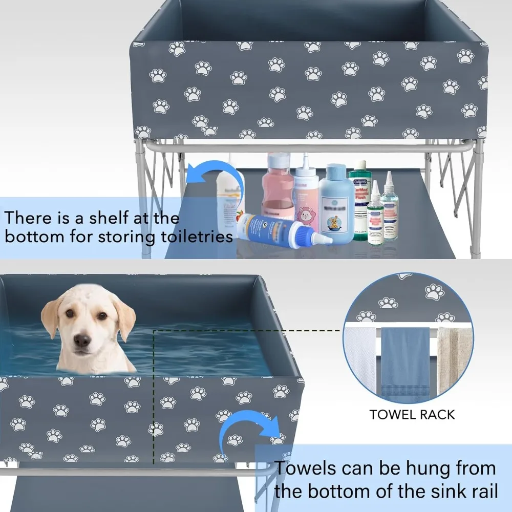 

Dog Bathtub and Folding Dog Washing Station for Bathing Shower and Grooming, for Small, Medium, Large Pet Dog Indoor, Outdoor