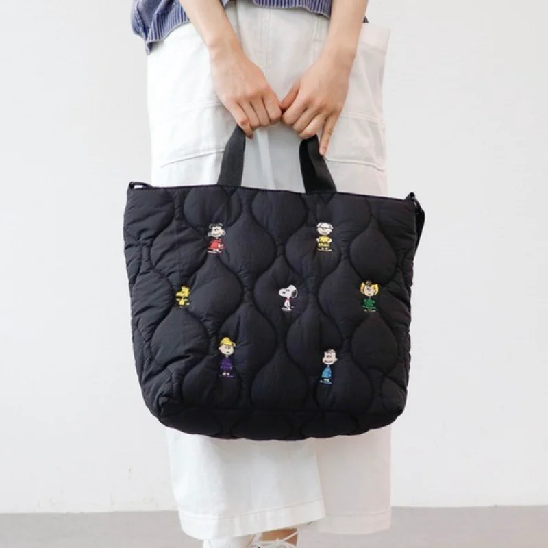 سنوبي حقيبة كتف المرأة موضة سعة كبيرة مطرزة حقائب كروسبودي عادية السفر كيس التخزين أنثى حمل حقيبة تسوق