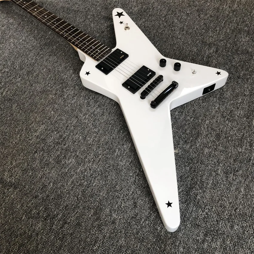 New product, special-shaped electric guitar. White, factory wholesale and retail, active pickup, free shipping