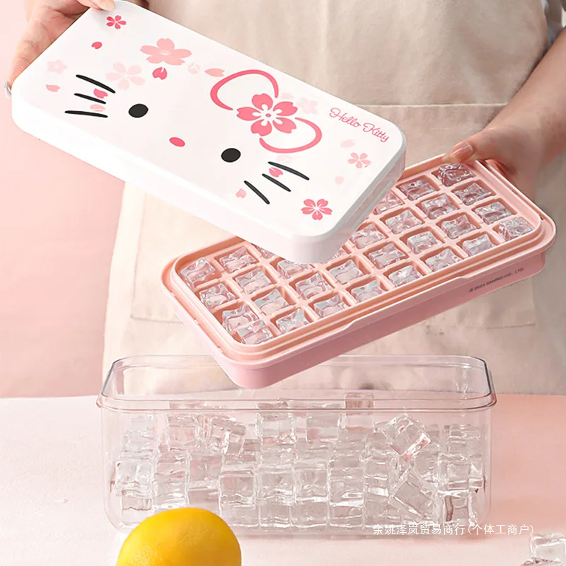 Hellokittys Self Made Store Ice Block Box Sanrios Press Ice Tray Household Use Mold Food Grade High Capacity Kitchen Supplies