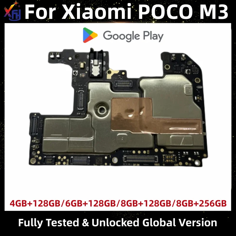 Motherboard for Xiaomi Poco M3, Logic Board, Unlocked Main Circuits Board, Global Version, 100% Original