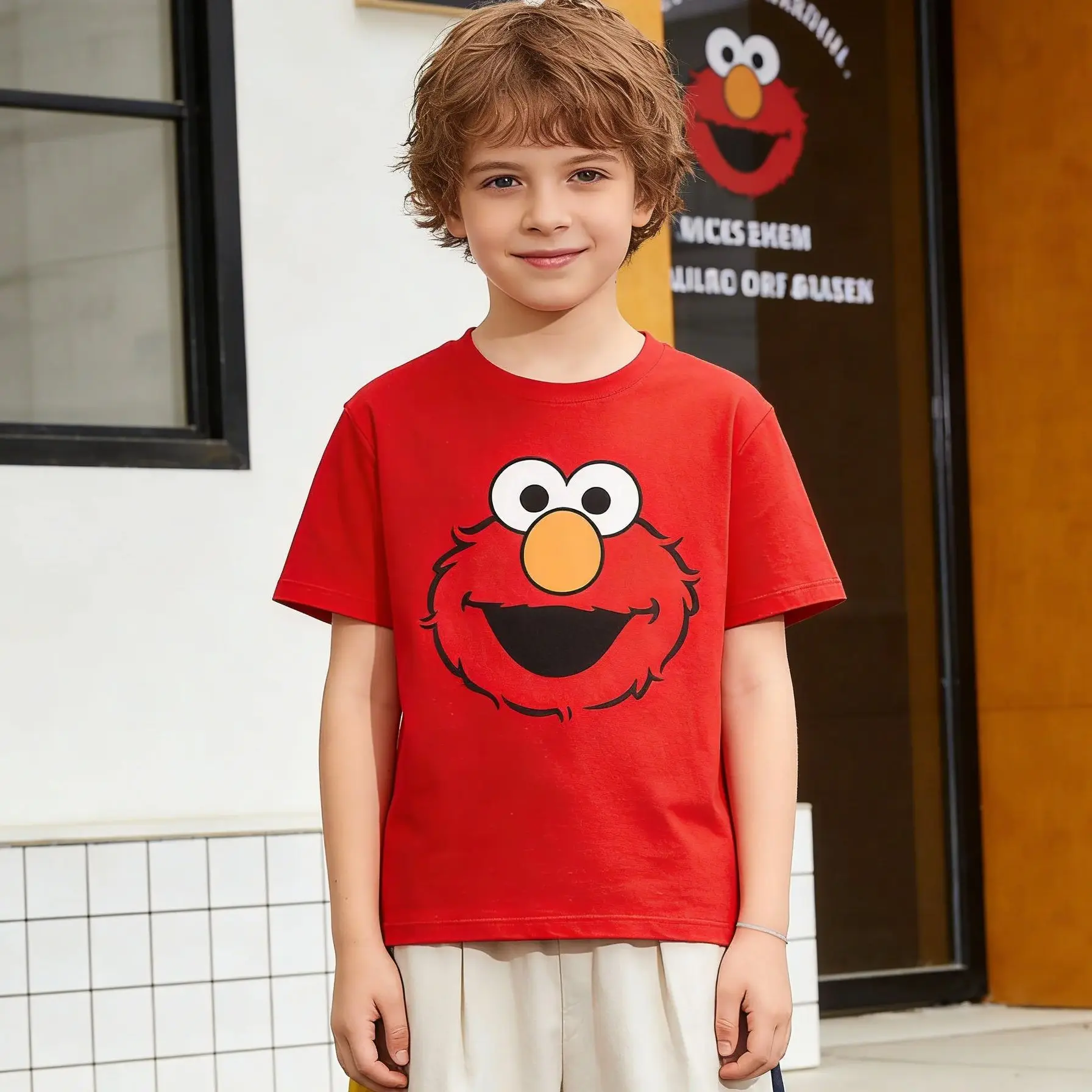 Camisetas lindas de Elmo, Oscar, Big Bird, Cookie Monster, camisetas de dibujos animados para hombres y mujeres, camisetas de algodón para adultos, niños y padres e hijos