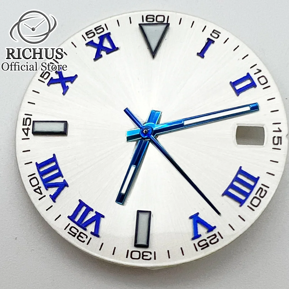 

29mm White Watch Dial Datejust Hands Fit Miyota8215 821A DG2813 ST1612 ETA2824 2836 PT5000 ST2130 NH35A Roman Numerals Index