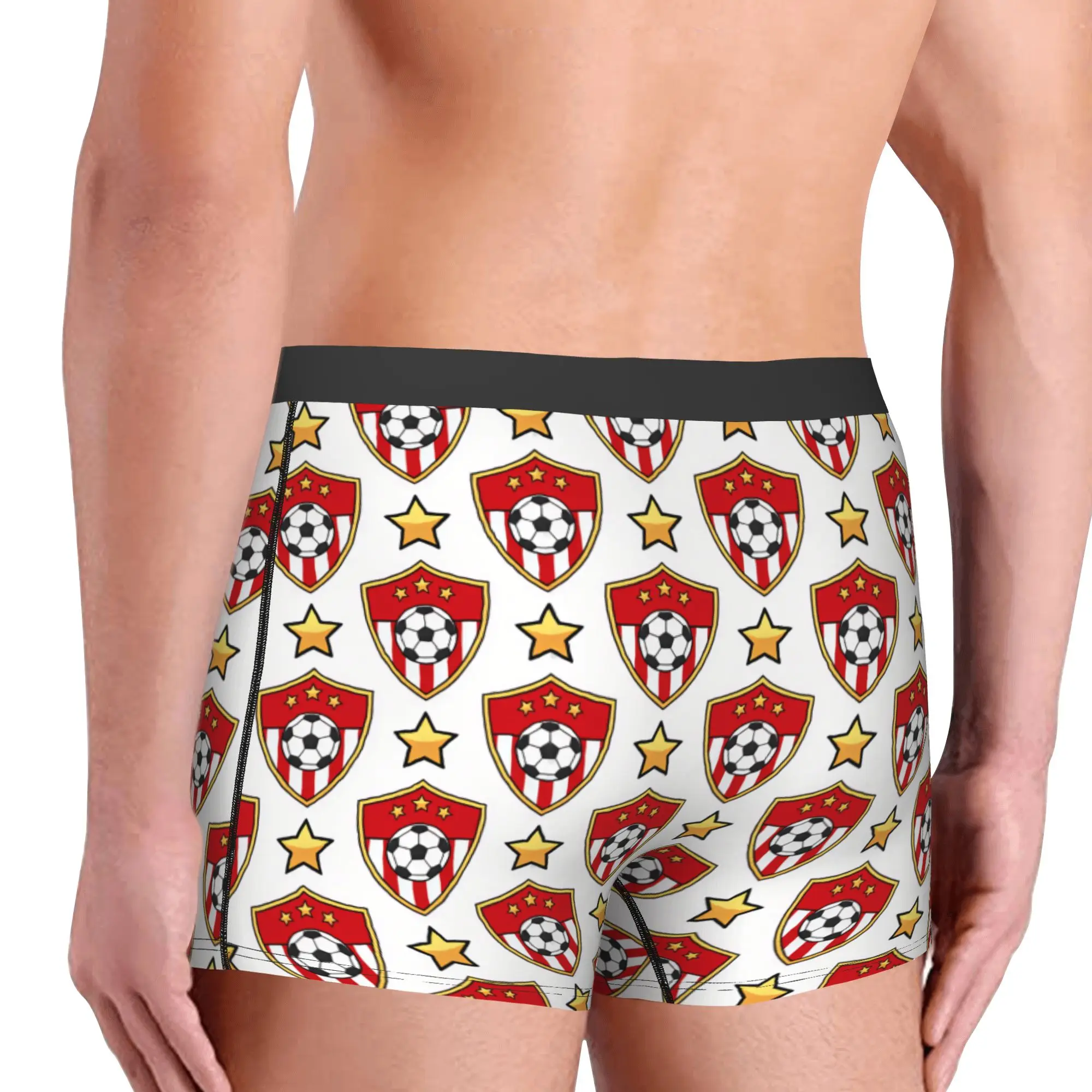 Soccerly Footbally Team Badge Underwear Men Print Gold Star Boxer Shorts Panties Briefs Soft Underpants