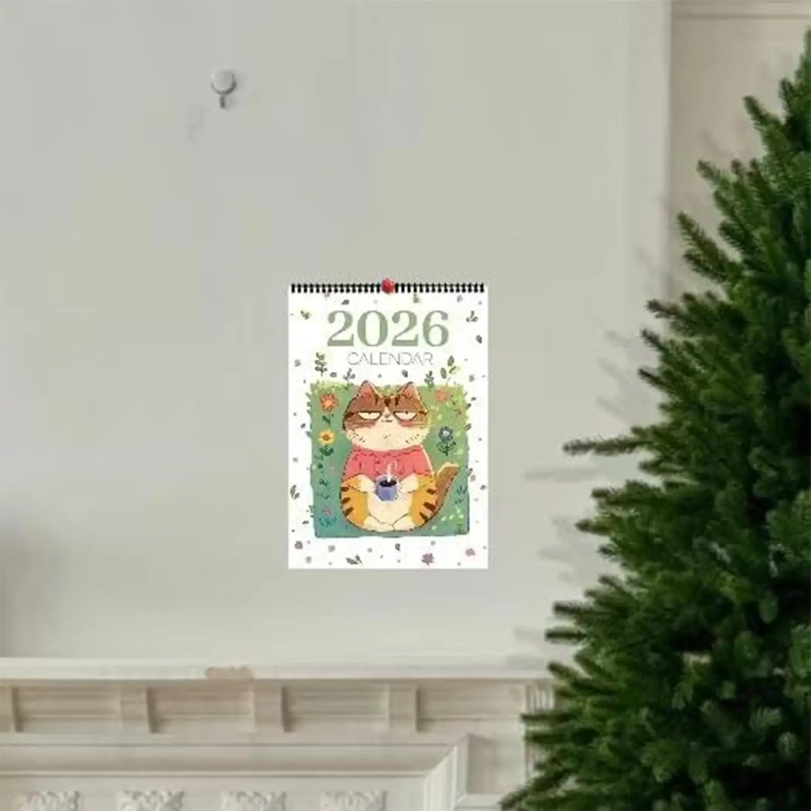 

Настенный календарь с изображением кота на 2026 года, ручная роспись, мультяшный настенный планировщик, 12-месячный календарь для украшения дома, комнаты, кабинета, школы, планирования