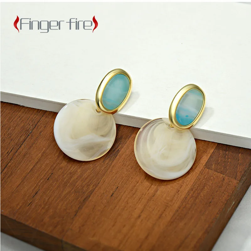 

Trendy Silver Plated Smooth Blue Female Earrings Anniversary Gift Beach Party Jewelry Quality of Life Working Noble