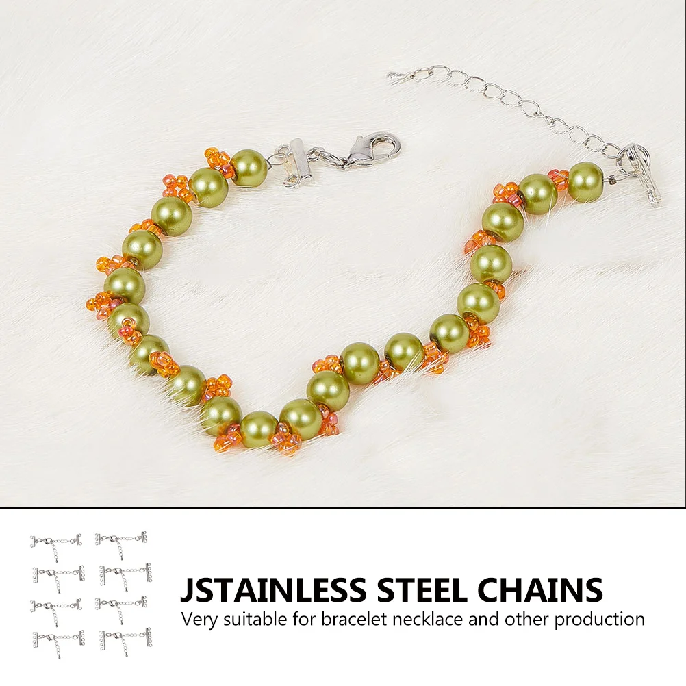 

8Pcs Stainless Steel Extender Chains Adjustable Bracelet Necklace Extension Chains DIY Jewelry Extenders Lobster Clasp Necklace