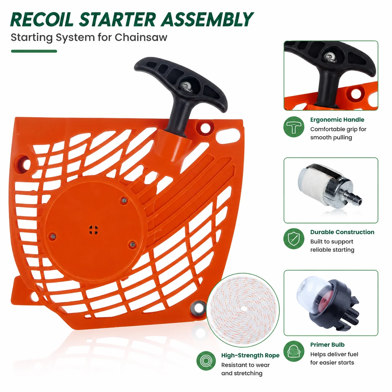Recoil Pull Starter Kit For Echo CS370 CS400 CS370F CS400F CS420ES Chainsaw w/ Rope Fuel Filter & Primer Bulb OEM A051000982