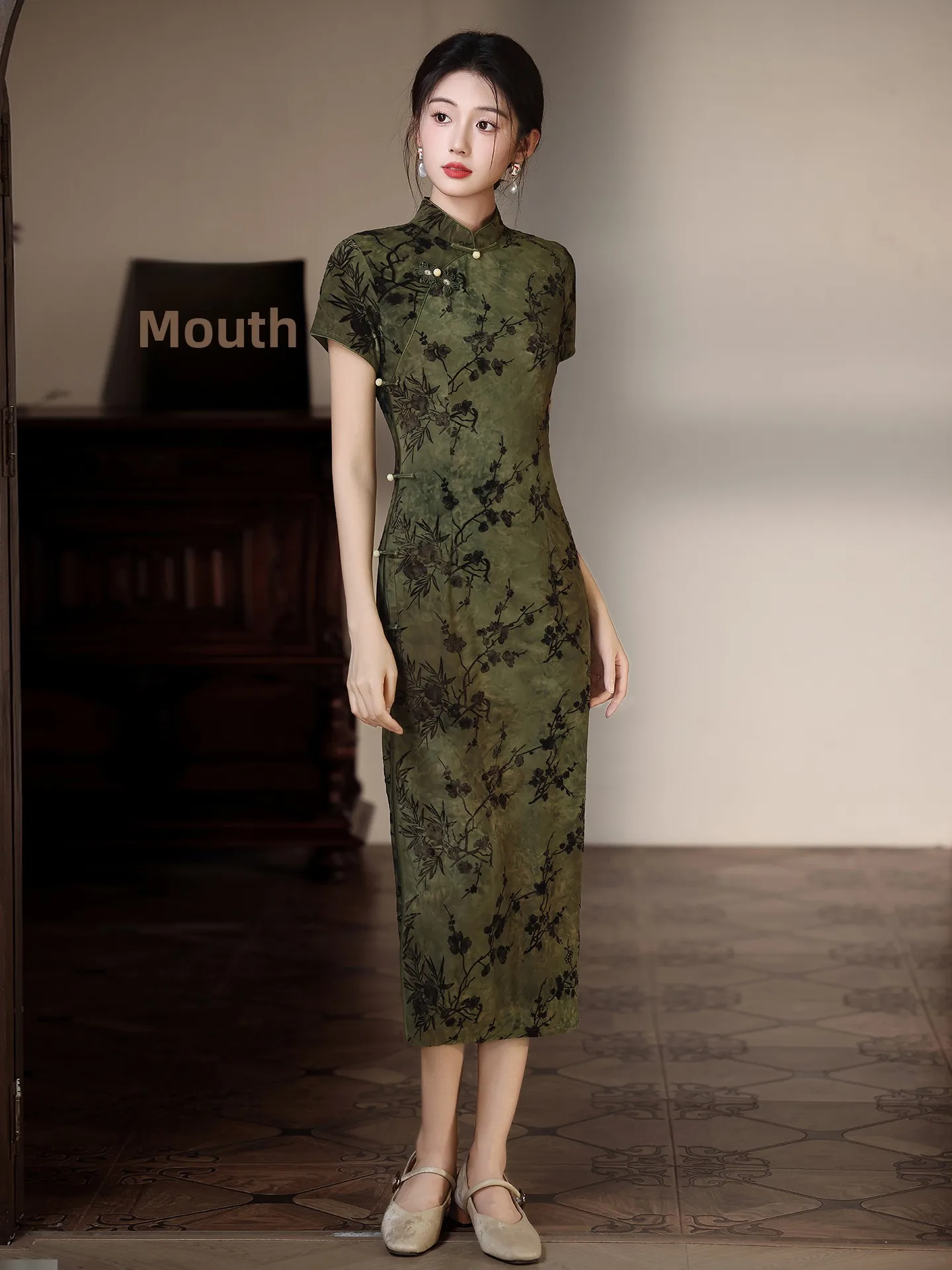 

Ele een Velvet Dr Reformed Chinese Sle Women's Faionable High-End Aosphere National Trend Dr