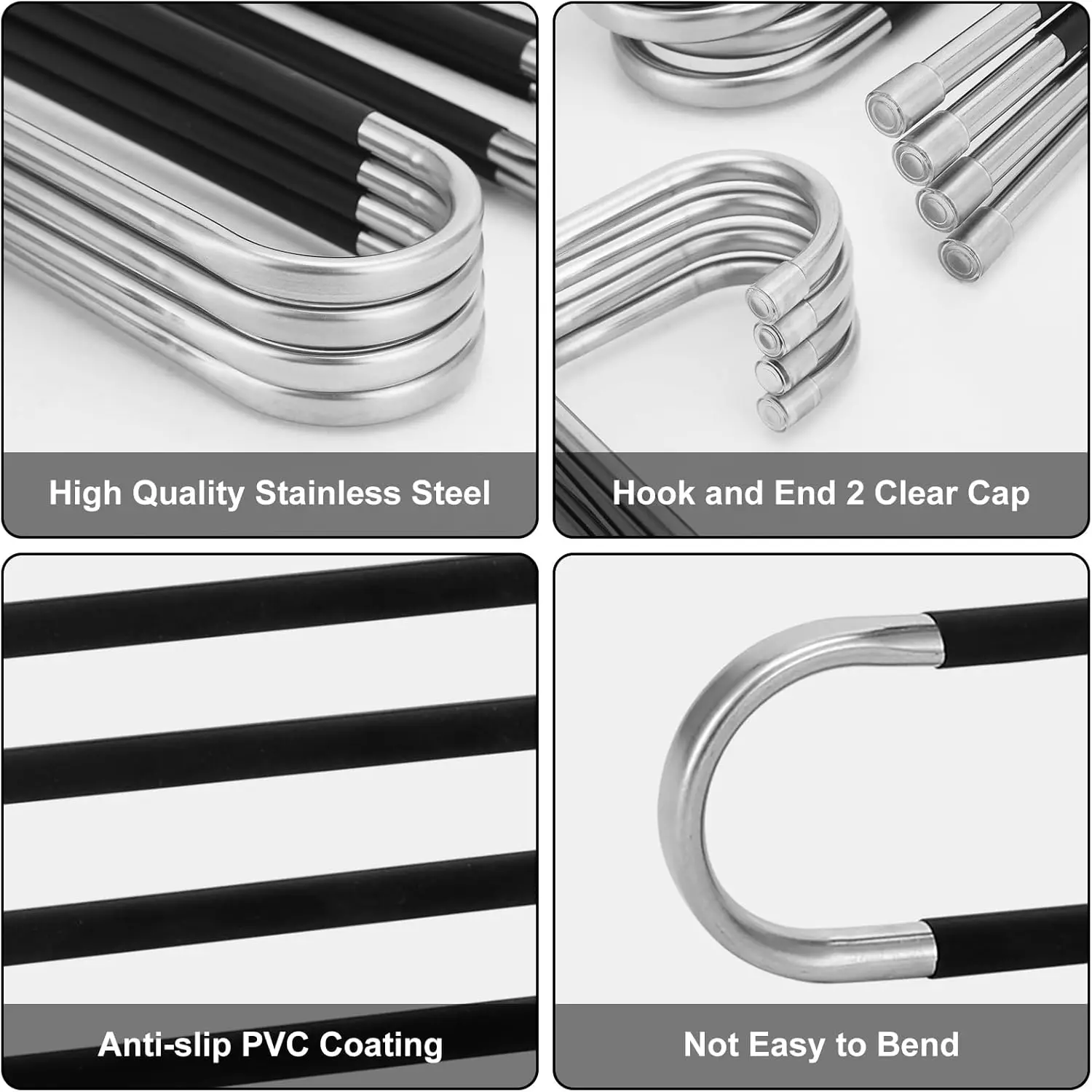 رف سراويل متعدد الطبقات من الفولاذ المقاوم للصدأ على شكل حرف S معلق مضاد للانزلاق ورف تخزين لخزانة الملابس موفر للمساحة