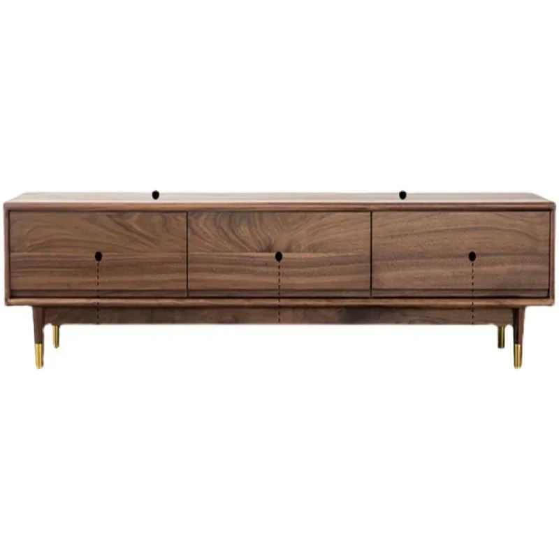 Nordic black walnut TV side cabinet, modern simple living room furniture Japanese storage cabinet
