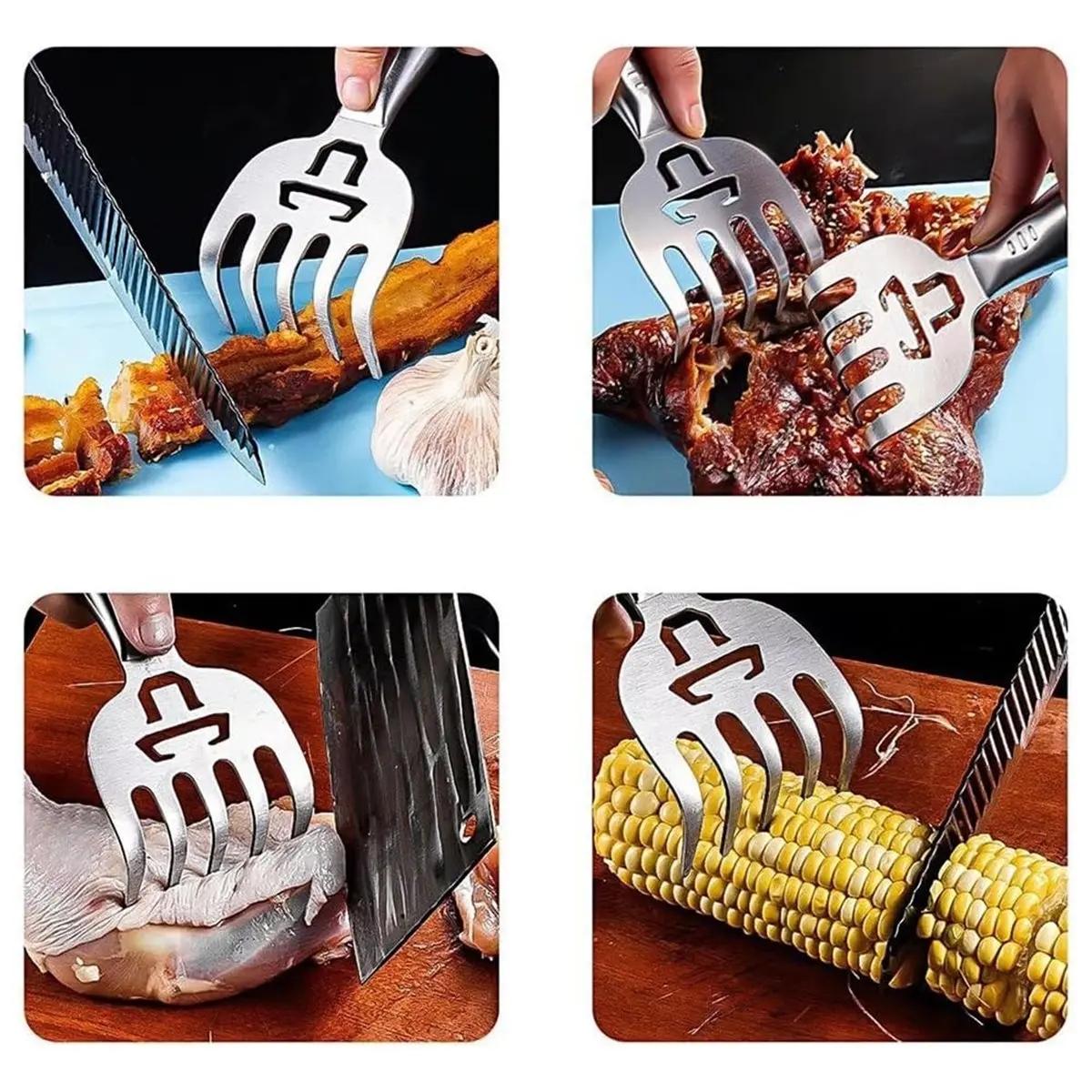 ABLG Stainless Steel Bear Claw Fork, Meat Cutter, Barbecue Hand Guard, Multi-Functional Accessories