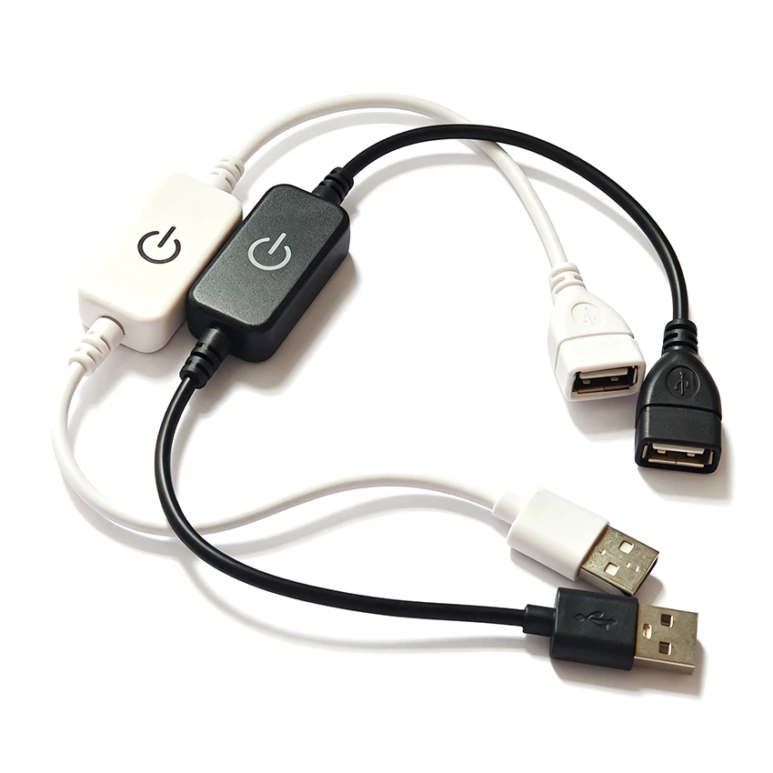 USB Cable Switch USB Male to Female Extension Extender Black/White Cable With Switch USB 5V 2A Touch Dimmer Switch