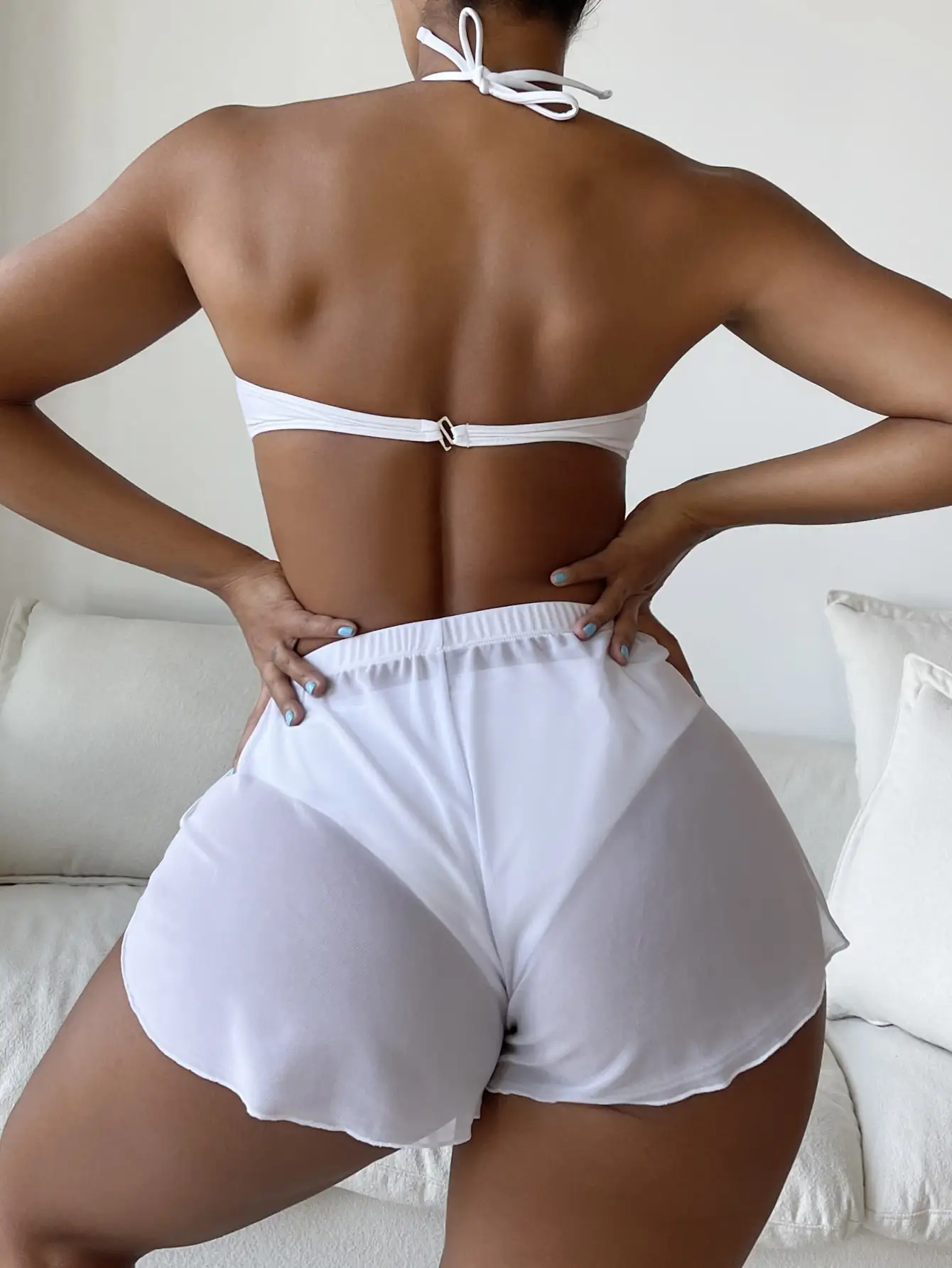 3 Pieces Ring Linked Bikini 2026 Women & Cover Up Shorts Swimwear Female Bandeau Swimsuit Beachwear Bathing Swimming Suit Summer