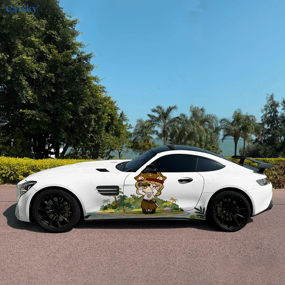 

Lion Captain Telescope Forest Car Vinyl Wraps Decal Self-adhesive PVC Sticker Suitable for Truck SUV Decor Auto Accessories Gift