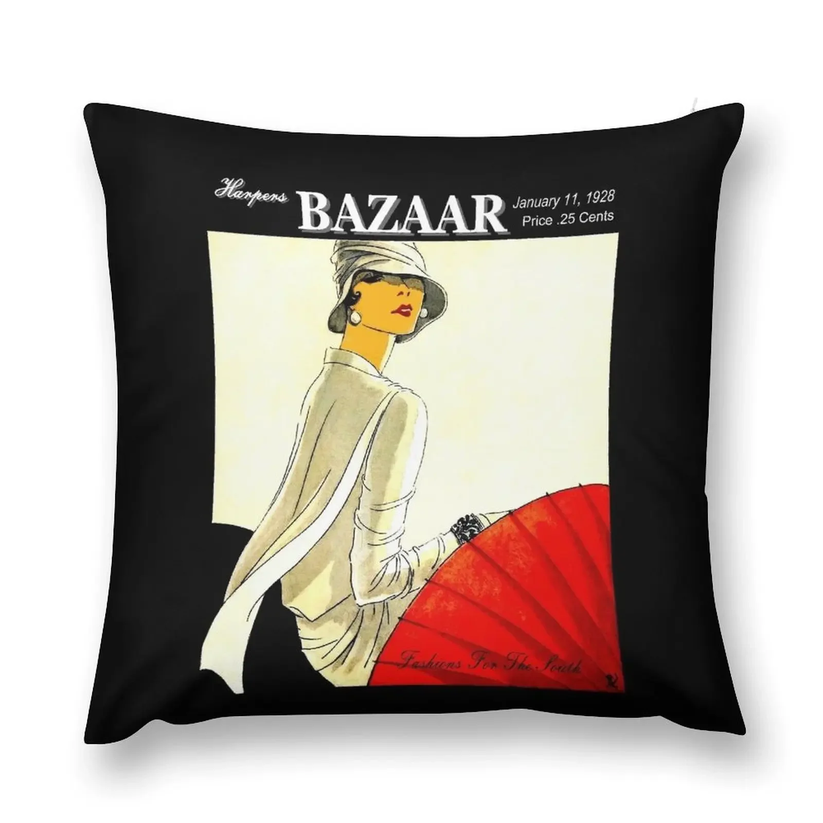 HARPERS BAZAAR : Vintage 1928 Magazine Advertising Print Throw Pillow Pillow Cover pillow