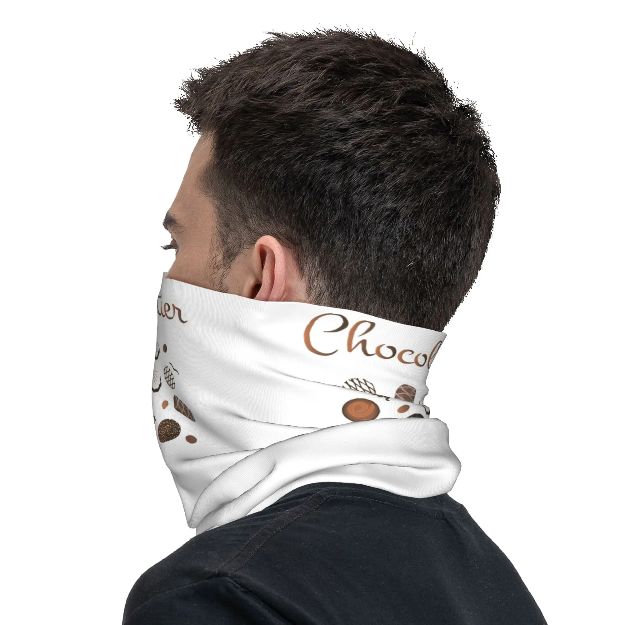 Chocolatier Chocolade Snoepjes Bandana Hals Cover Gedrukt Masker Sjaal Warme Bivakmuts Hardlopen Voor Mannen Vrouwen Volwassen Wasbaar
