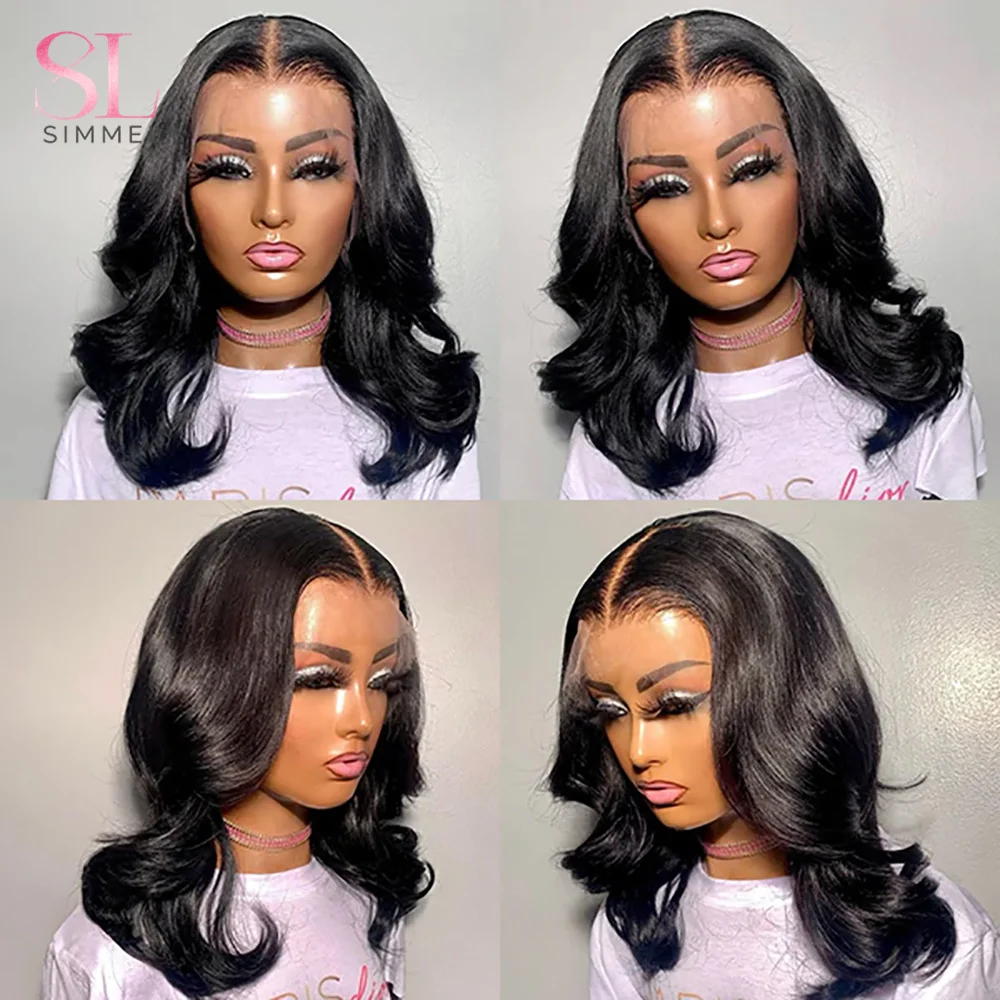 Side Part Body Wavy Lace Human hair For Black Women Brazilian Wig Human Hair 13x4 Lace Front Short Bob Wig On Clearance seal