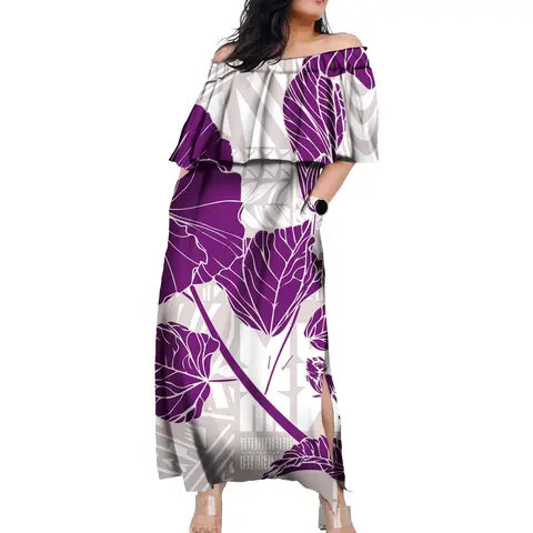 Ruffles Fashion Puletasi Samoa Hawaiian Dress Polynesian Tribal Puletasi Tatau Pattern Casual Swing Occasions Dress