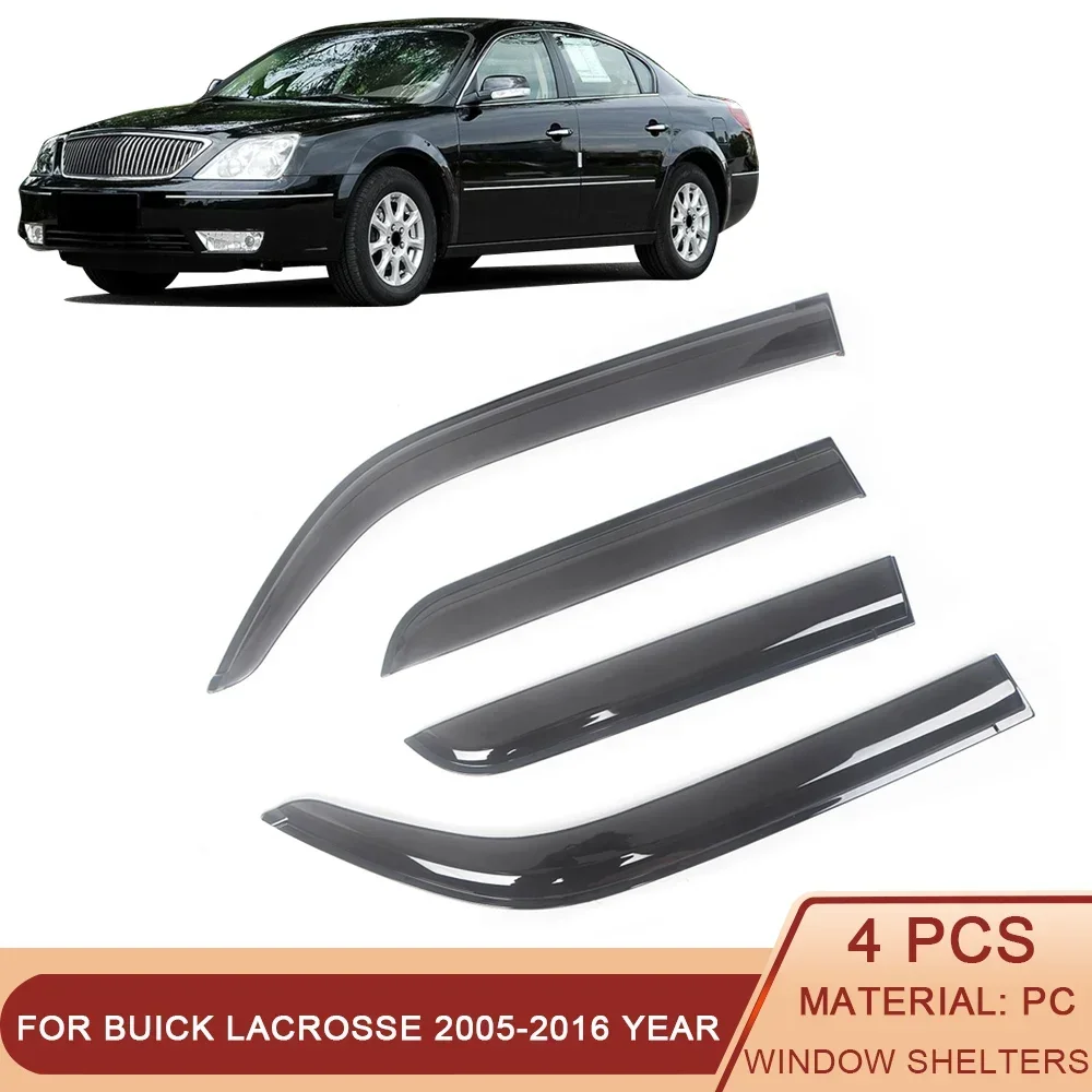 

For Buick LaCrosse 2005-2016 Auto Side Window Wind Deflectors Visors Black Rain Guard Door Visor Vent Shade Dark Smoke Ventvisor