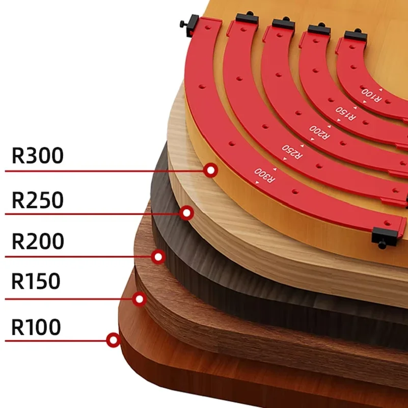 1Pc R100-R300 Radius Jig Woodworking Router Templates Arc Angle Positioning Template, Corner Radius, Reusable Positioning Tool