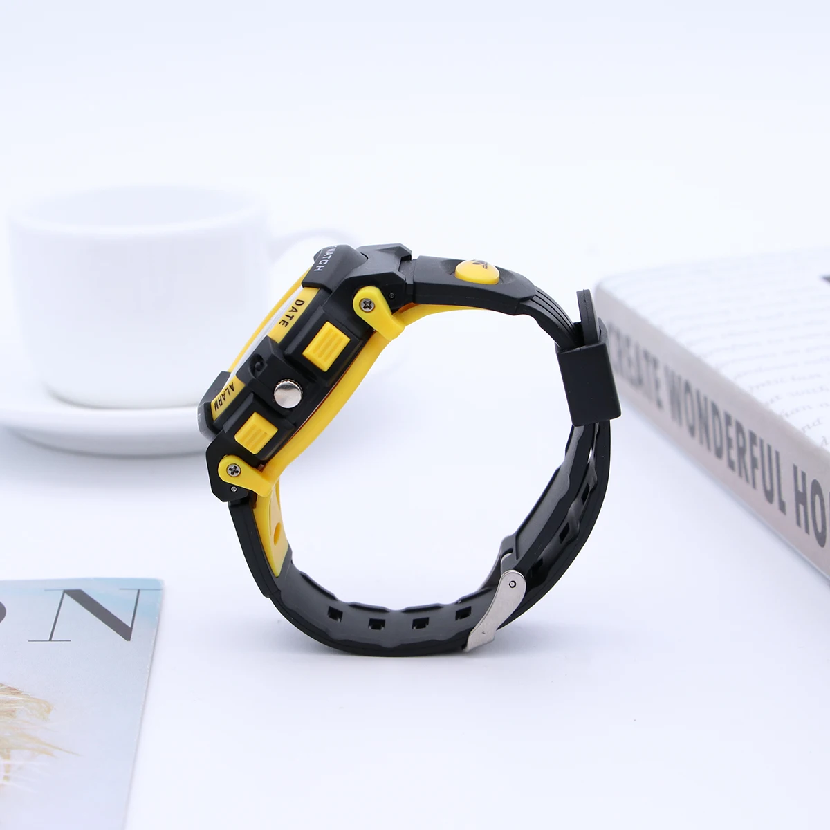 Waterproof Digital Watch Multifunctional Electronic Sports Wristwatch 50M Bathing Swimming Outdoor Pu Band Stainless Steel Back