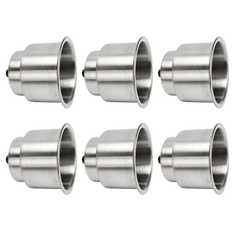 6X Stainless Steel Cup Drink Holder Brushed With Drain Marine Boat Rv Camper