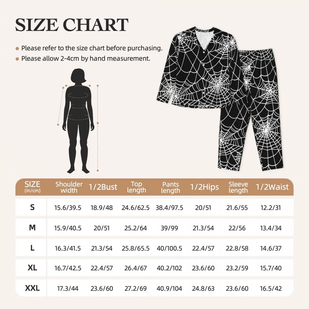 Halloween Print Pajama Set Autumn White Spider Web Cute Room Sleepwear Women Two Piece Vintage Oversize Pattern Nightwear Gift