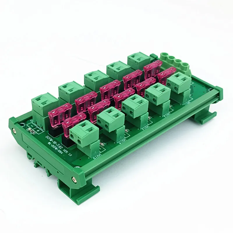 10 Position Pluggable Terminal Block Power Distribution Module DIN Rail Mount FusedDC 5-32V